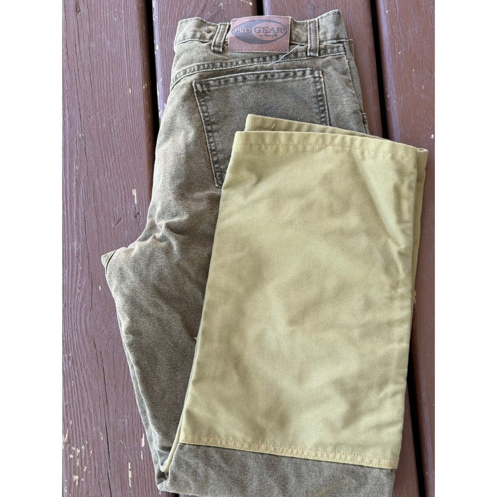 Wrangler ProGear Upland Hunting Pants Mens 36x30 Olive Tan Canvas Brush Pants
